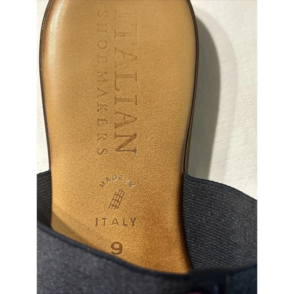 Italian Shoemakers Julliet Sandals Denim  Stretch Leather Flowers SZ 9 Italy